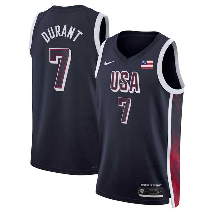 Mens USA Basketball #7 Kevin Durant Navy 2024 Swingman Stitched Jersey